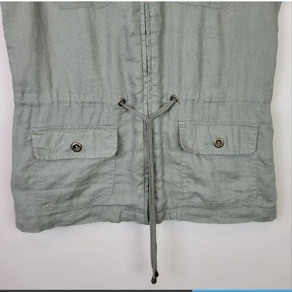 St. Tropez west 100% linen Sage Green vest sz medium - Picture 3 of 7